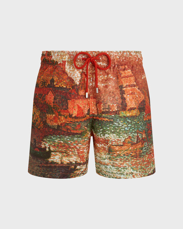 Vilebrequin - Men 360 Swim Shorts Sortie Du Port De St Tropez - Vilebrequin X Paul Signac - Swimwear - Moopea - Red - Size XL