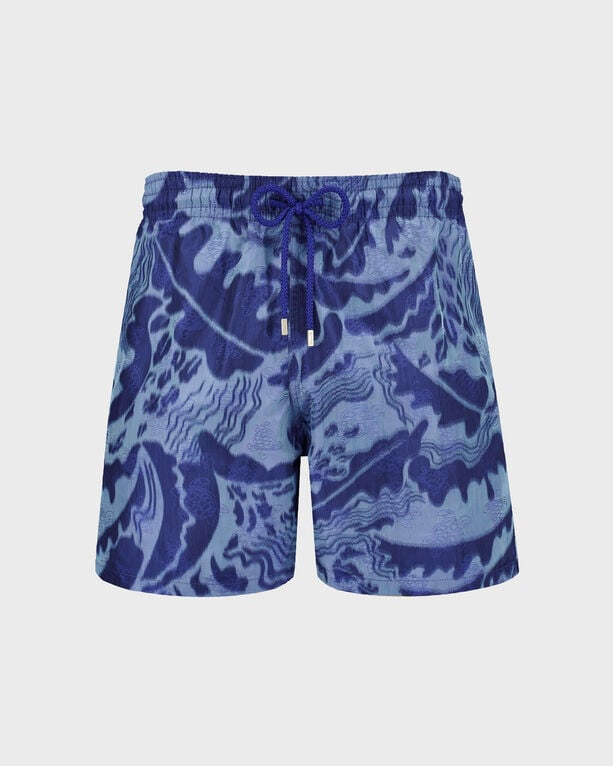 Vilebrequin - Men Silk Swim Shorts Vagues - Vilebrequin X Maison Bucol - Swimwear - Moopea - Blue - Size XXXL