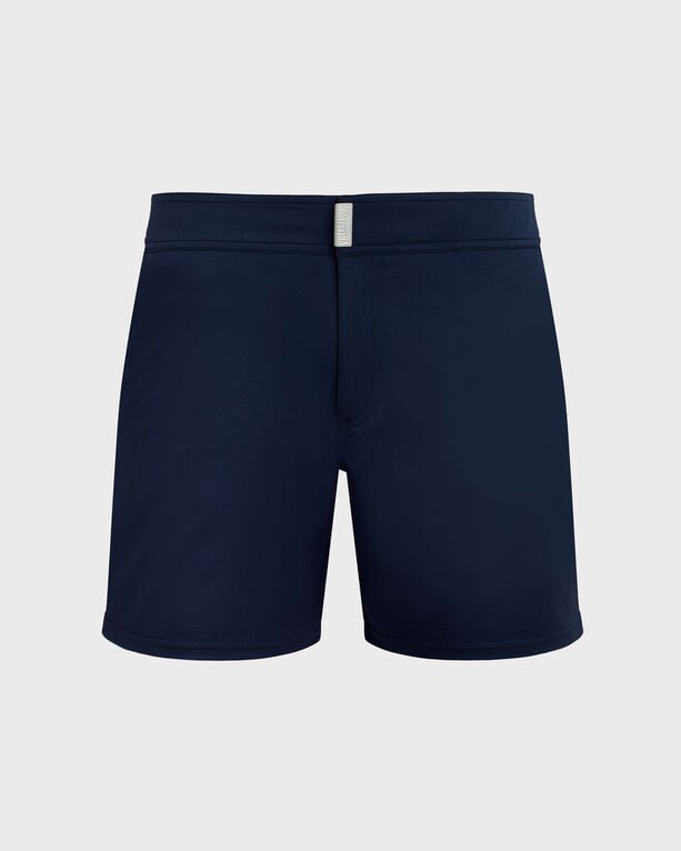 Vilebrequin - Men Stretch Swim Shorts Flat Belt Solid - Swimwear - Merise - Blue - Size XXL