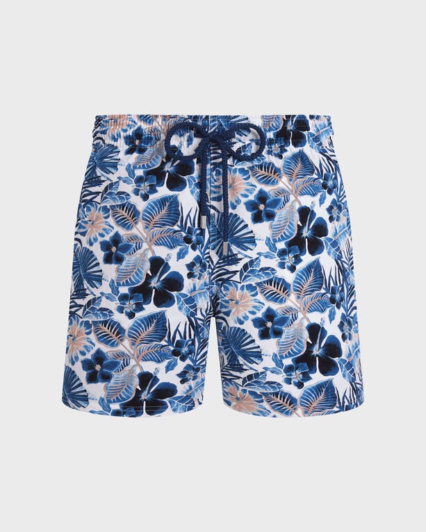 Vilebrequin - Men Stretch Short Swim Shorts Island Flowers - Swimwear - Monrise - White - Size XXXL