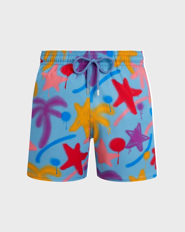 Vilebrequin - Men Stretch Short Swim Shorts Spray Paint - Vbq X Palm Angels - Swimwear - Monrise - Blue - Size XXL