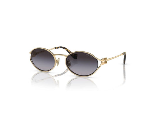 Miu Miu MU 52YS ZVN5D1 Woman Sunglasses Metal Gold Grey Round Normal Shaded