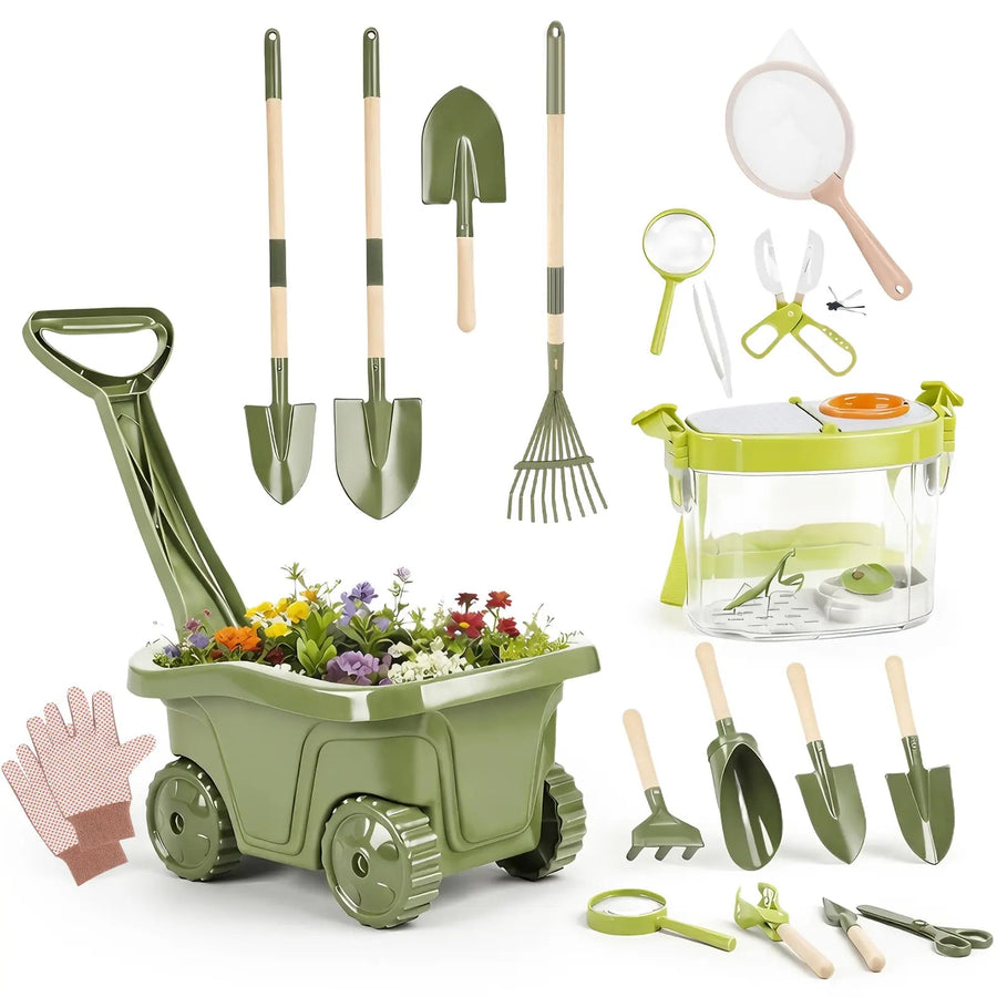 Kids Gardening & Bug Catcher Kit Wooden Planting Toys
