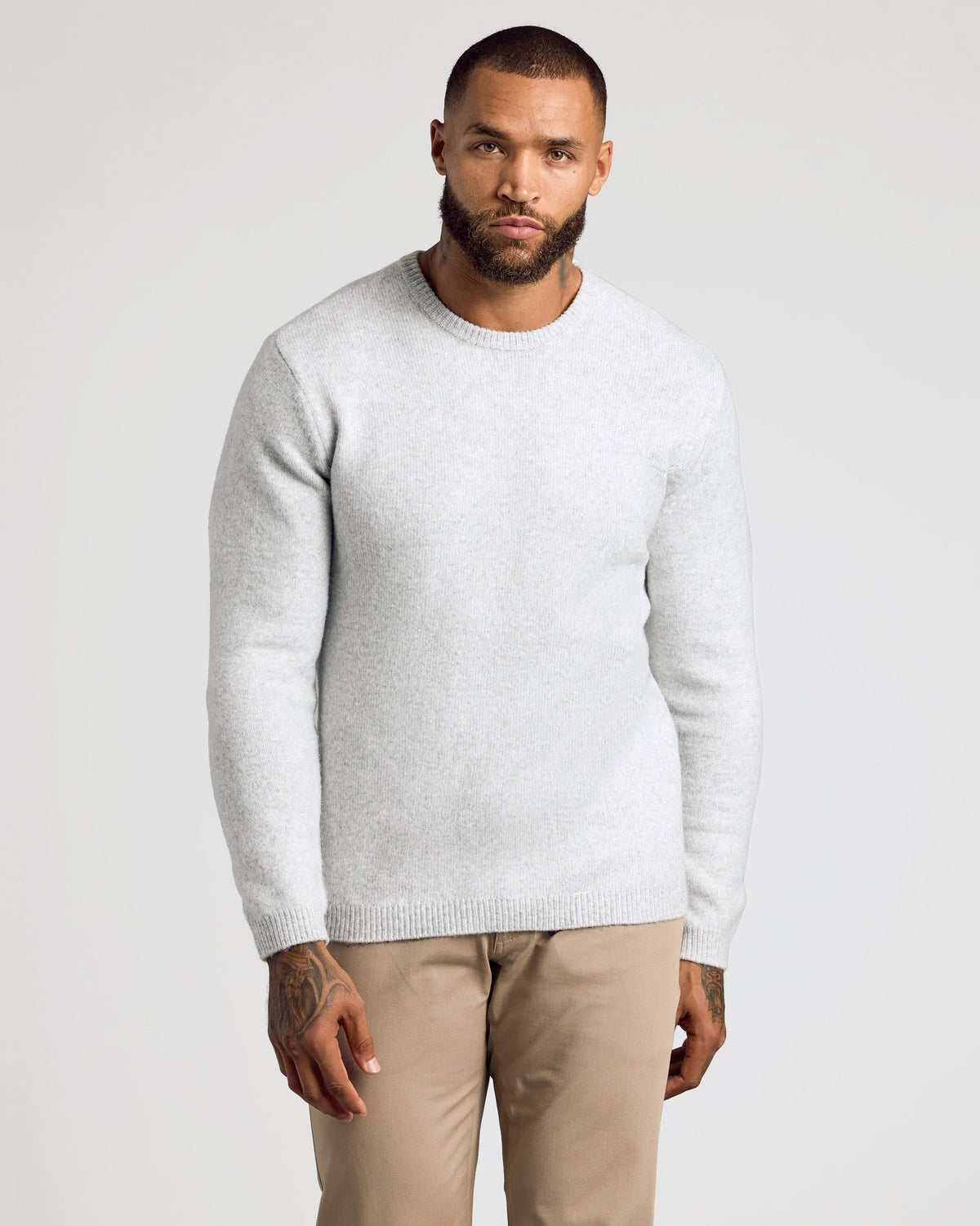 True Classic Light Heather Gray Marled Crew Neck T-Shirt Sweater | 3XL