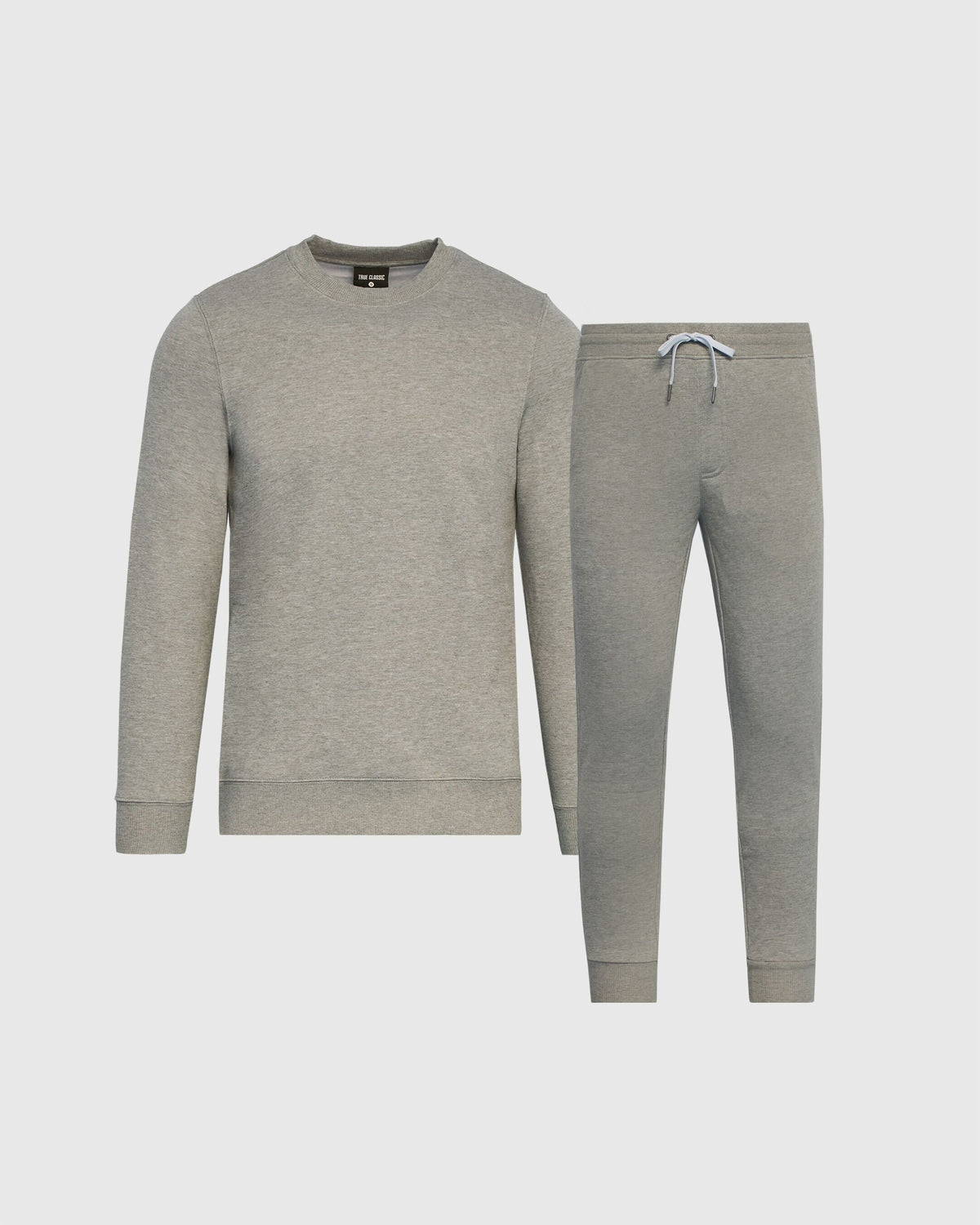 True Classic Dark Heather Gray Pullover Fleece Crew & Jogger Pants 2-Pack | Cotton Blend | Athletic Cut | Small/Medium