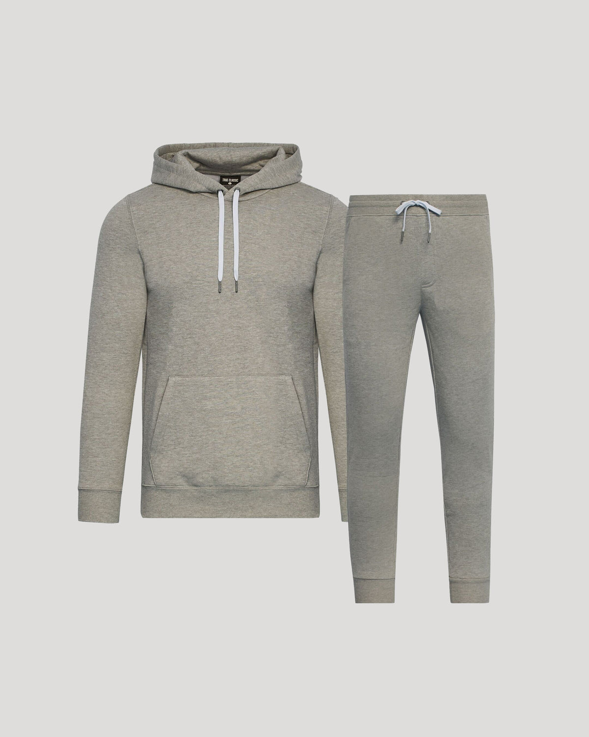 True Classic Dark Heather Gray Pullover Fleece Hoodie & Jogger Pants 2-Pack | Cotton Blend | Athletic Cut | Small