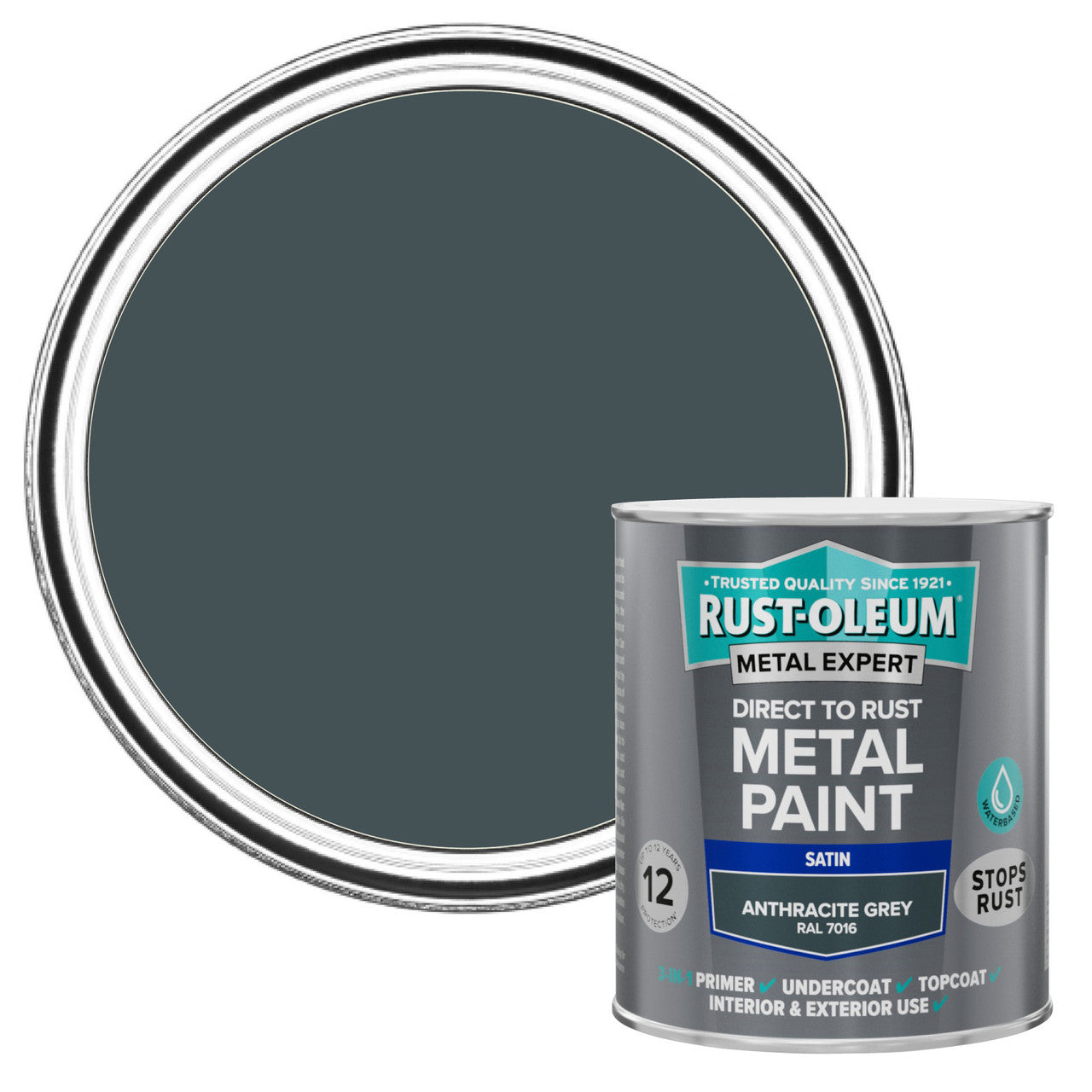 Metal Expert Satin Direct-to-Rust Paint - Anthracite Grey 750ml