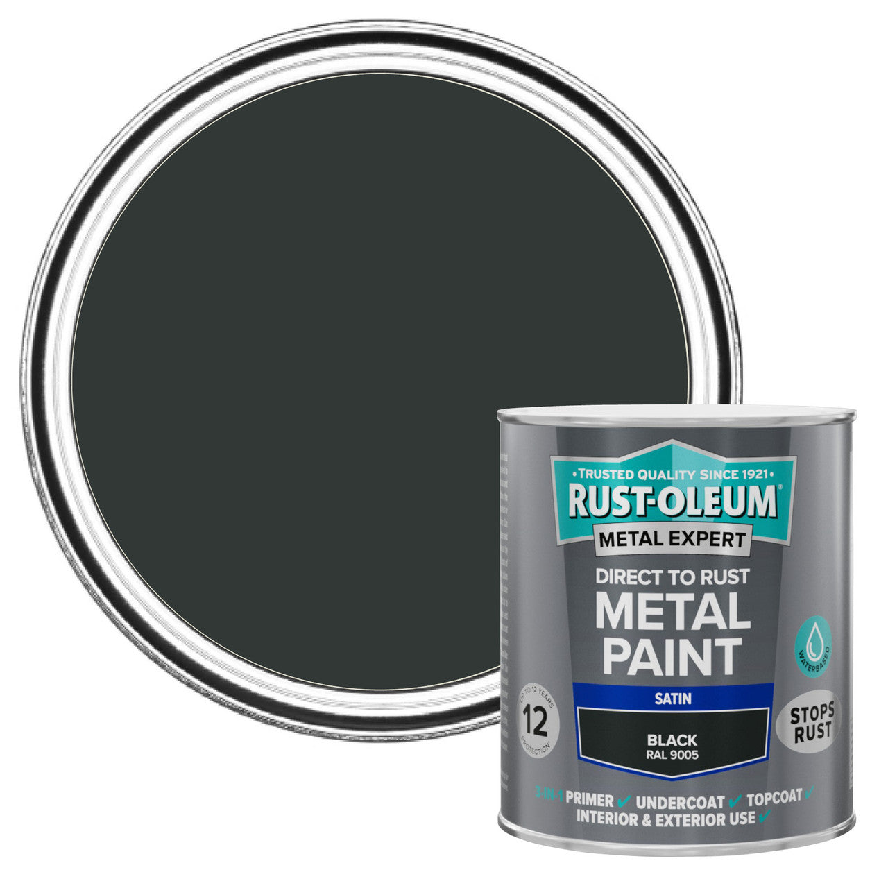 Metal Expert Satin Direct-to-Rust Paint - Black 750ml