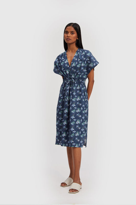 Midnight Oversized Gathered Dress | Color: Midnight Florals | Size: XS