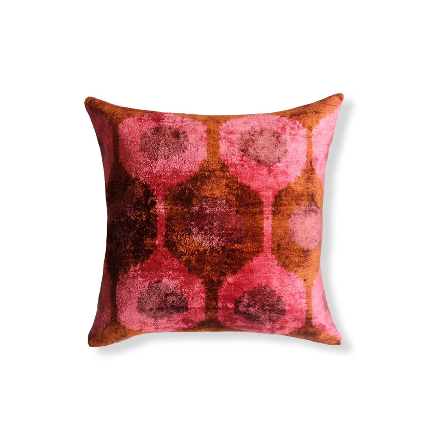 Minli Silk Ikat Pillow - 20" x 20" / Pink & Copper