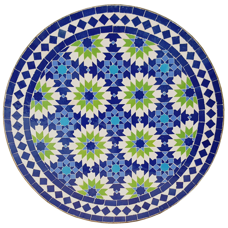 Mosaiktisch Rund Ankabut Blau