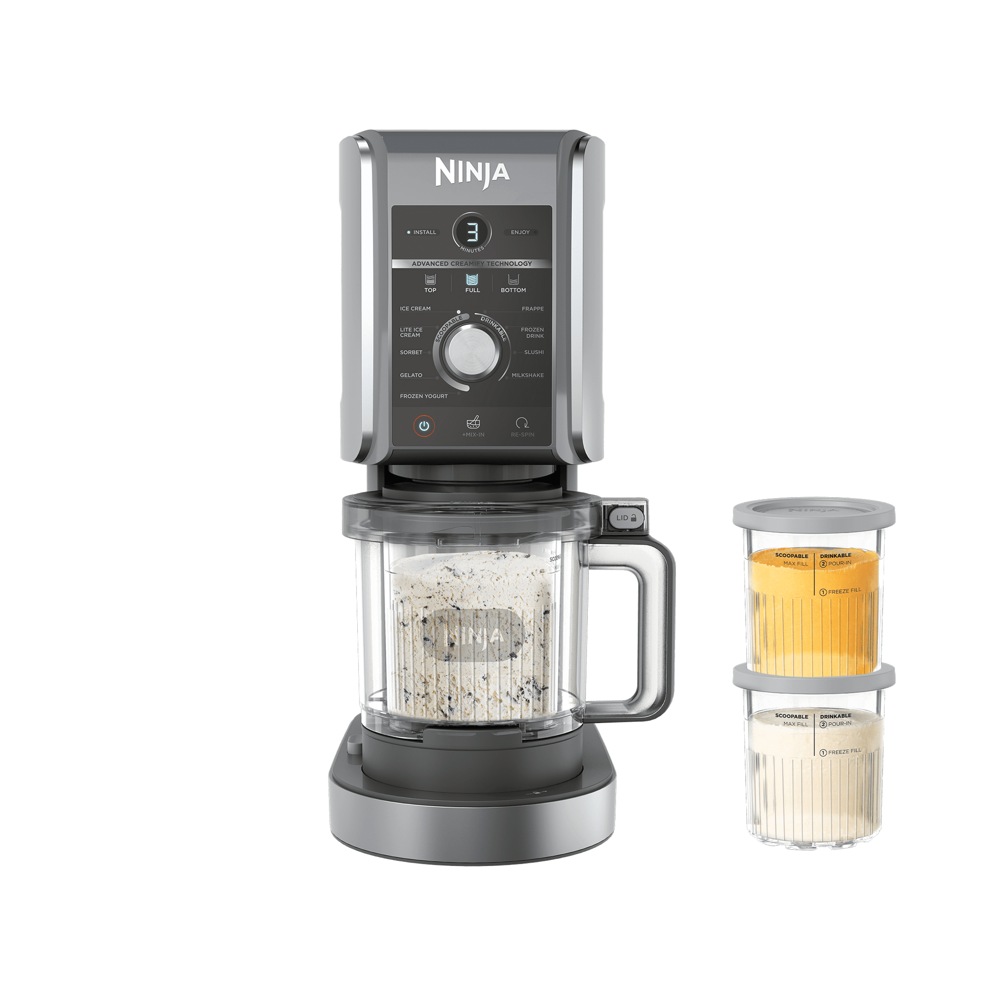 Ninja CREAMi Deluxe 10-in-1 Ice Cream and Frozen Drink Maker in Black/Silver | NC501UK | by SharkNinja
