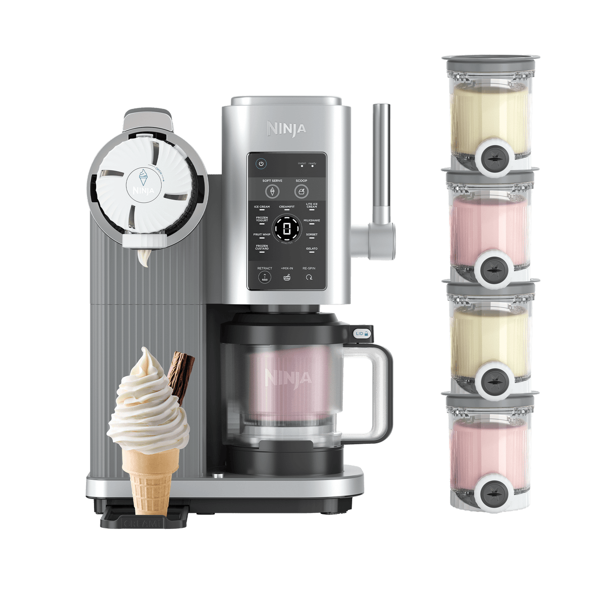 Ninja CREAMi Scoop & Swirl (4 Tub Bundle) in Platinum Silver | NC7002TUB | by SharkNinja