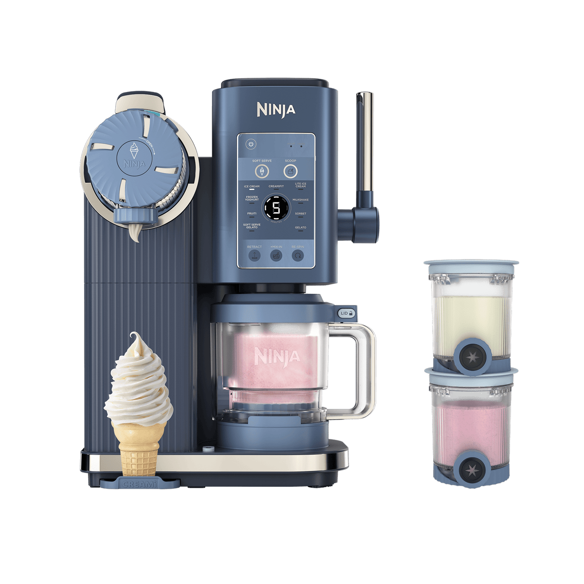 Ninja CREAMi Scoop & Swirl 13-in-1 Ice Cream and Soft Serve Maker in Navy | NC701UKBL | by SharkNinja