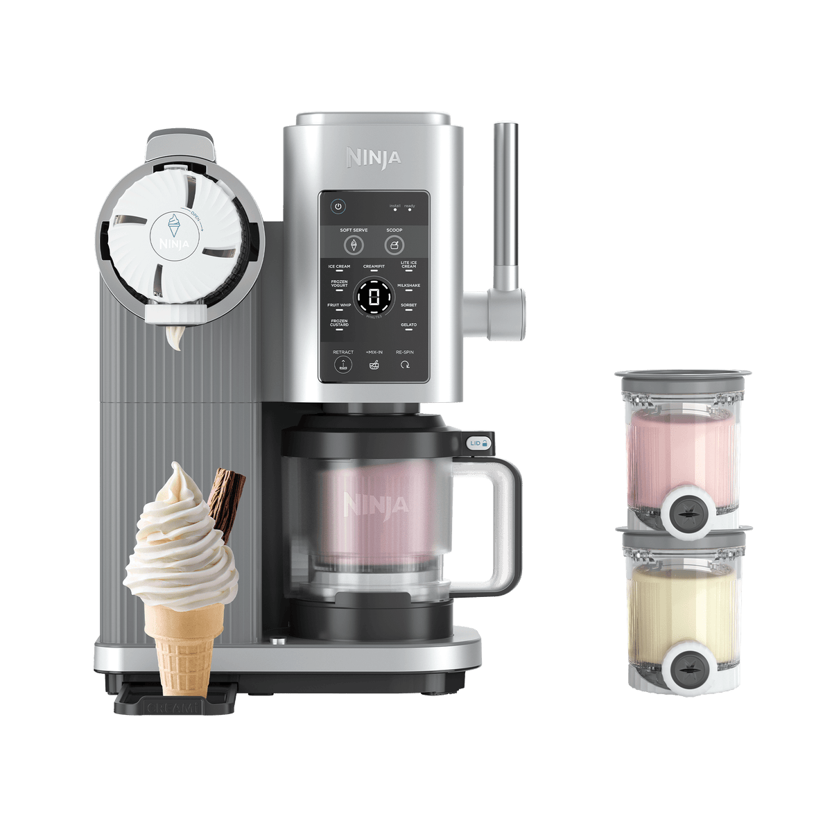 Ninja CREAMi Scoop & Swirl 13-in-1 Soft Serve & Ice Cream Maker in Platinum Silver | NC701UK | by SharkNinja
