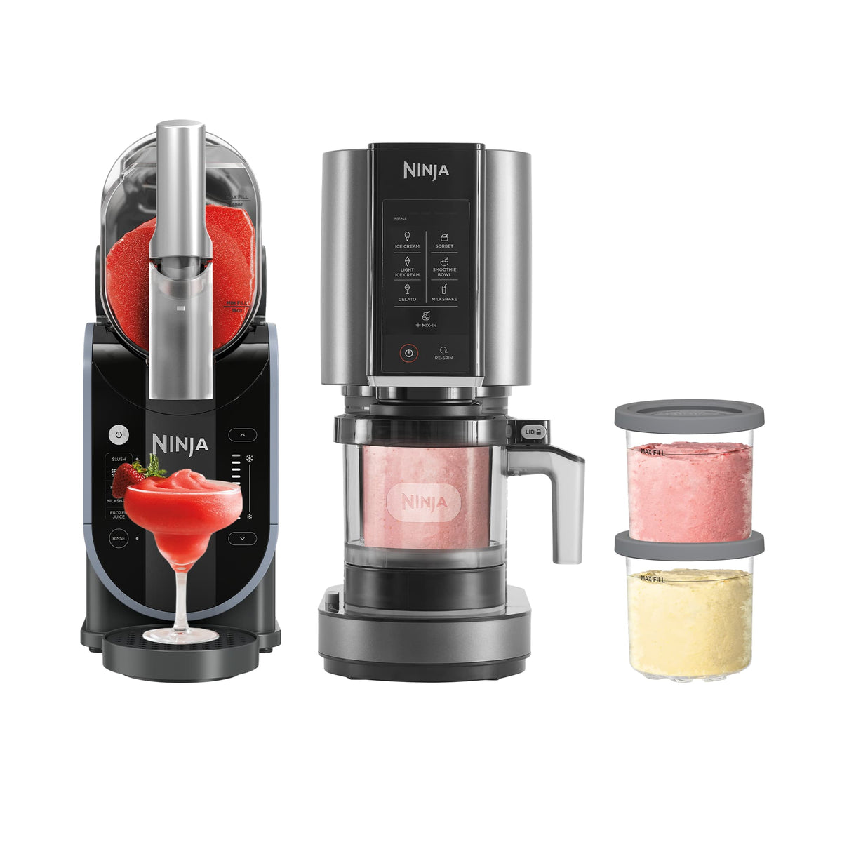 Ninja CREAMi Ice Cream Maker & Ninja SLUSHi Frozen Drink Maker Bundle in Black/Grey | NCFS300UK | by SharkNinja