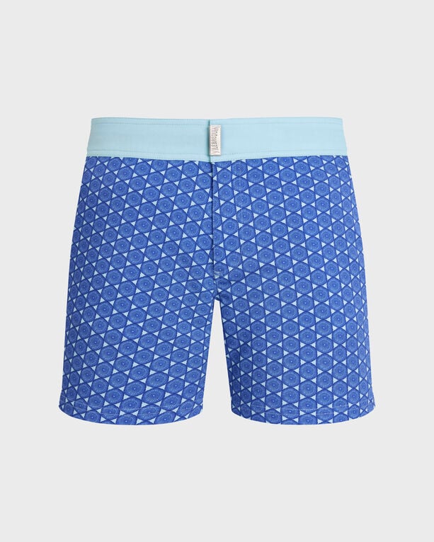 Vilebrequin - Men Stretch Short Flat Belt Swim Shorts Graphic Urchin - Swimwear - Menise - Blue - Size XL
