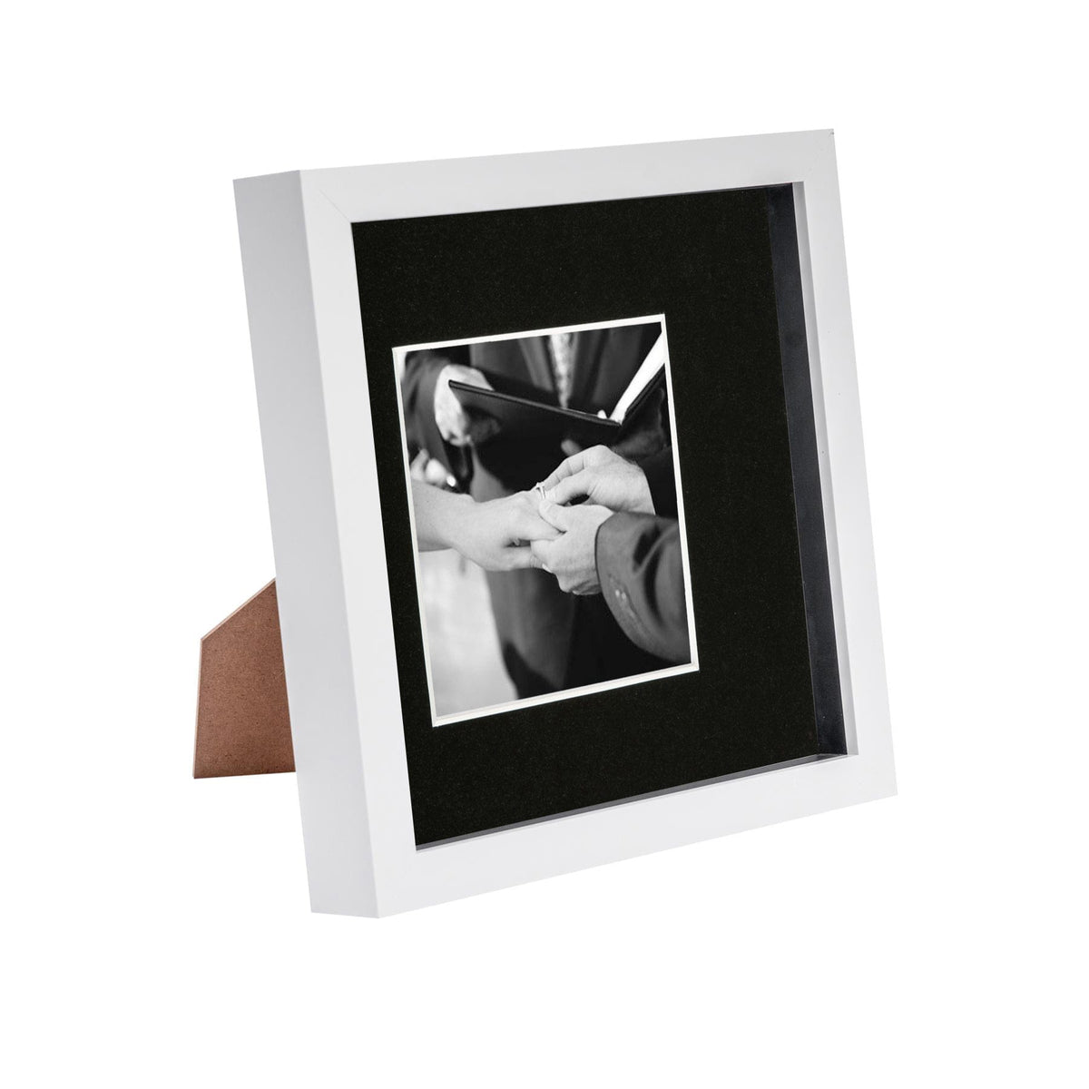 8" x 8" White 3D Box Photo Frame - with 4" x 4" Mount - Black Mount