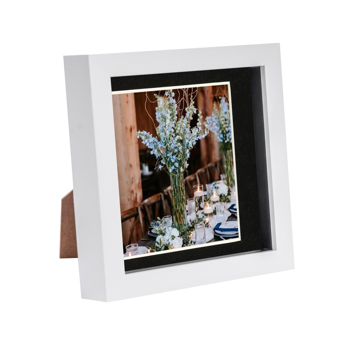6" x 6" White 3D Box Photo Frame - with 4" x 4" Mount - Black Mount
