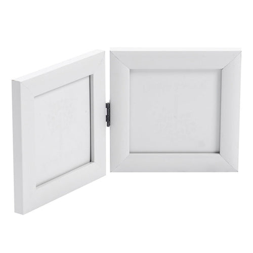 4" x 4" Freestanding Double Photo Frame - White