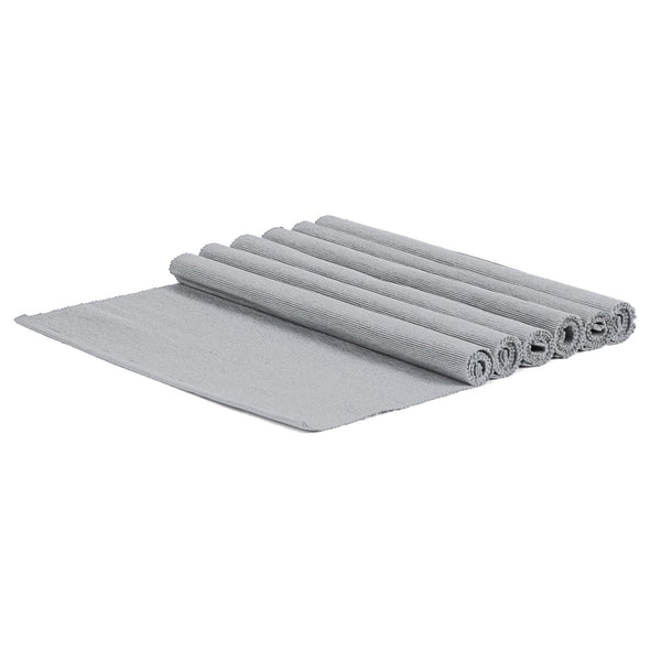 45cm x 34.5cm Ribbed Cotton Placemats - Pack of Six - Grey