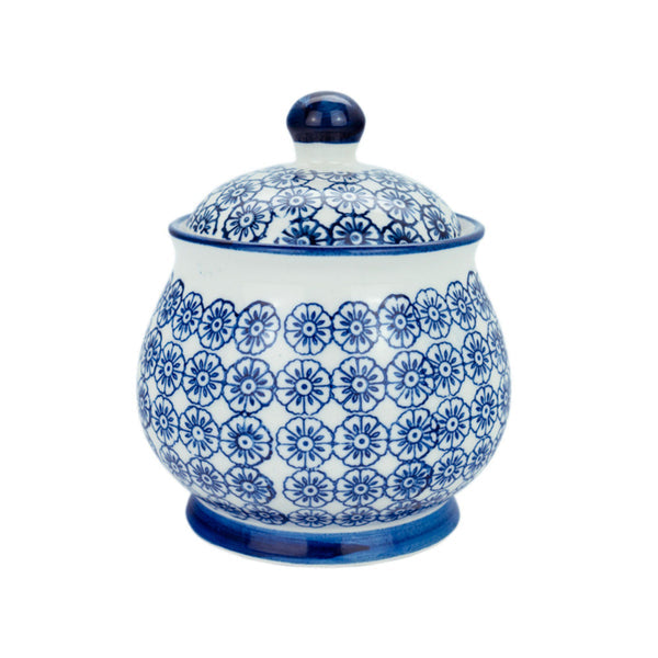 Hand Printed Stoneware Sugar Bowl - Navy
