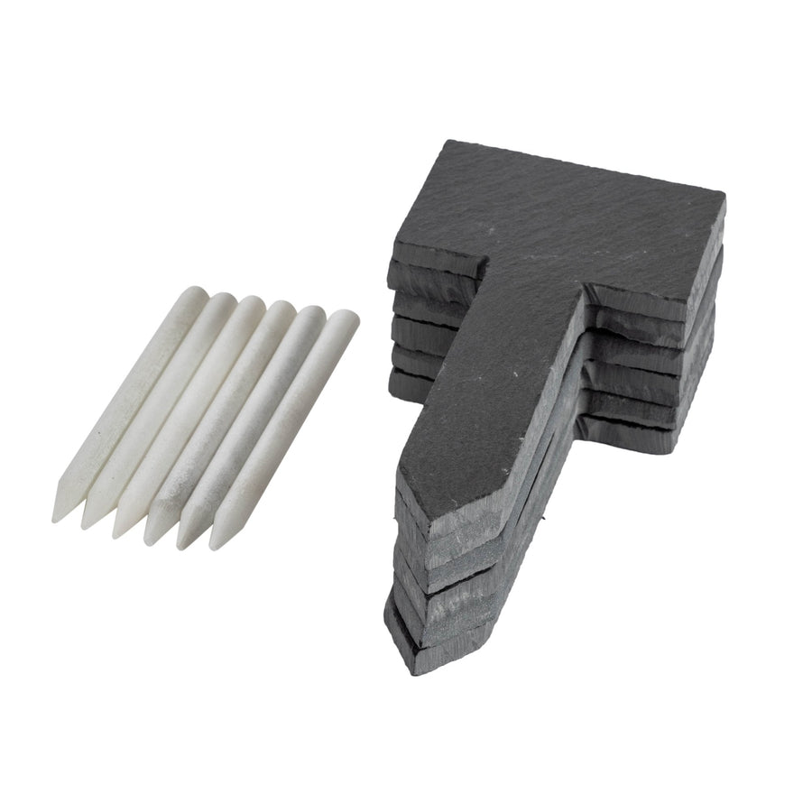 6pc Slate Plant Marker Labels Set with Chalk Pencils