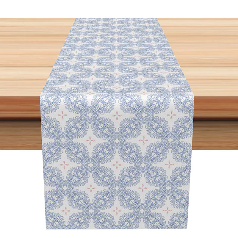 Aperturee Classic Medieval Table Runner with Abstract Floral Pattern, for Gothic and Vintage Style Dining Decor, 12x72in (WxH), 15.52 USD, table run
