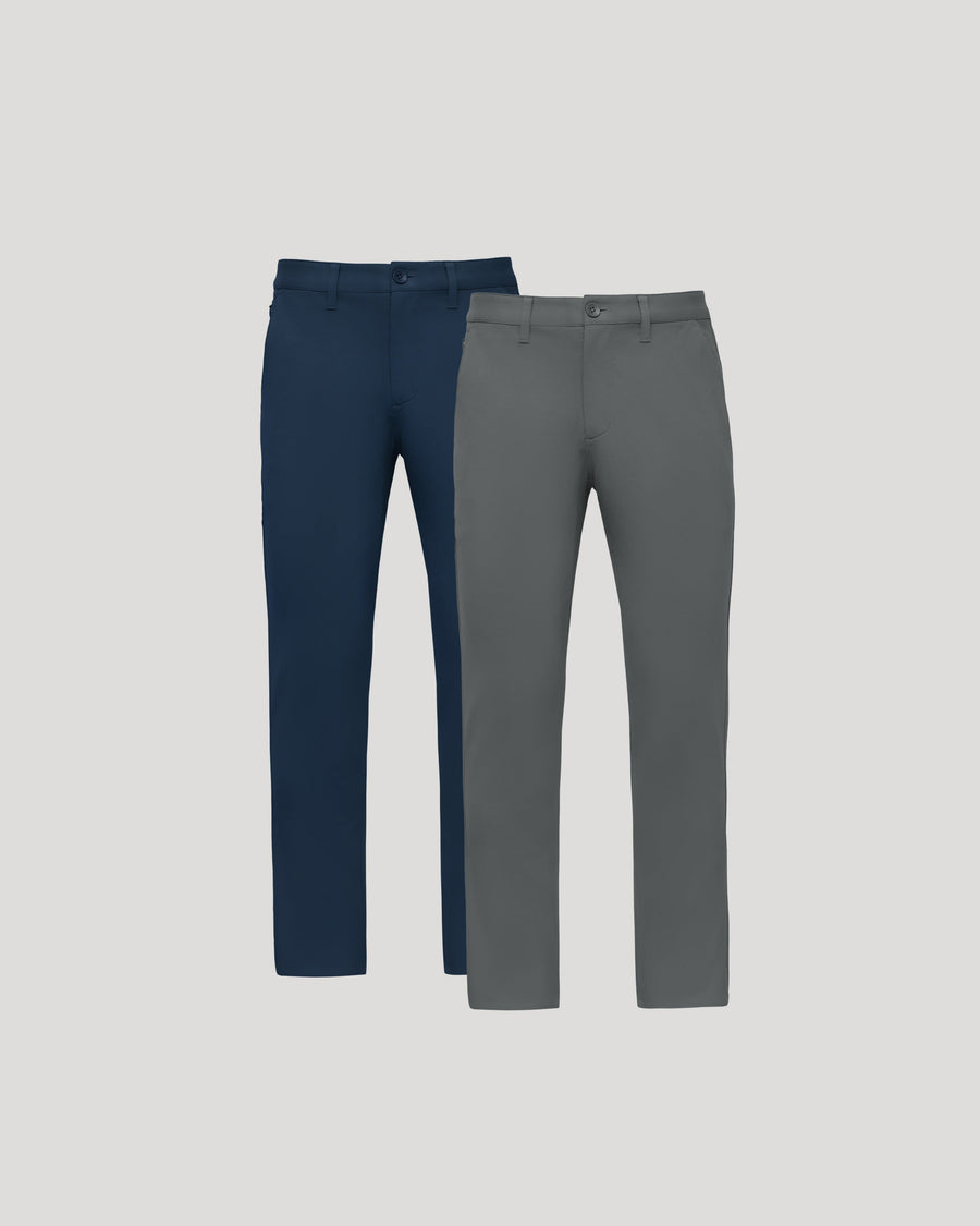 True Classic Navy Blue & Carbon Gray Straight Chino Pants 2-Pack | 30