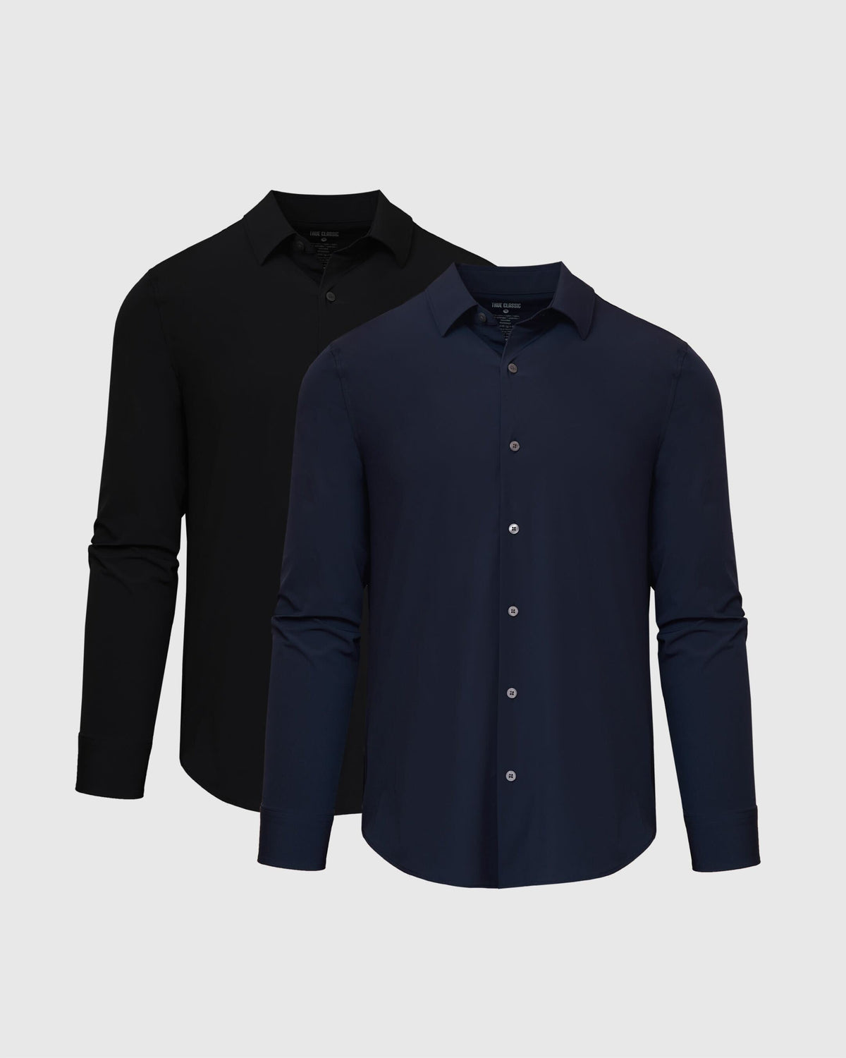 True Classic Navy Blue and Black Lightweight Dress Shirt 2-Pack | Small
