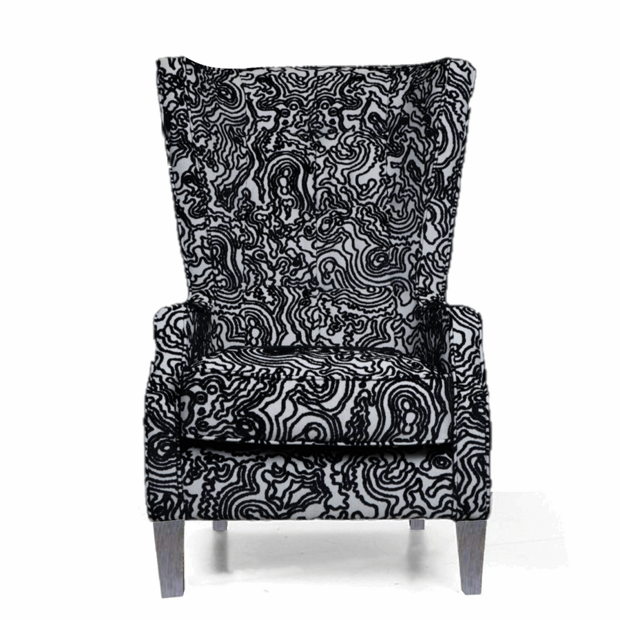 Noelle-Black Fabric Throne Wingback Accent Chair - Choice Of Legs