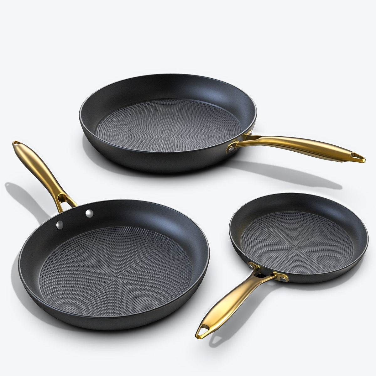 Nonstick Frying Pan Set Stainless Steel Handle 8", 10" & 12" Imarku - 8&10&12 inch
