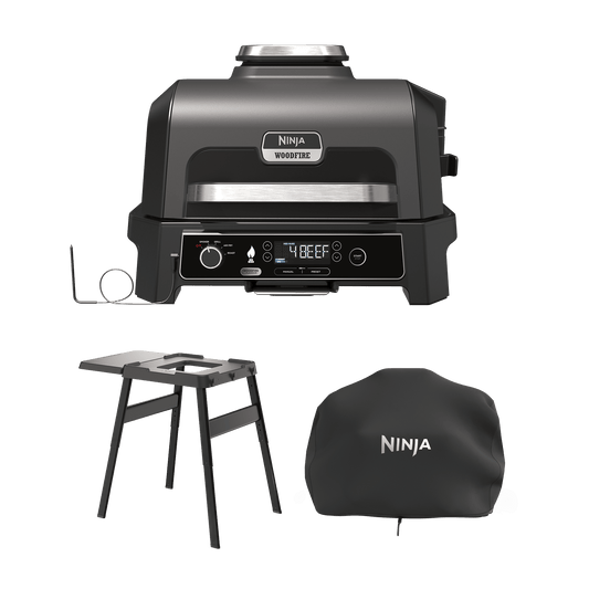 Ninja Woodfire Pro XL Electric BBQ Grill & Smoker with Cover in Grey Lid/Black Body | OG850BNDUK | by SharkNinja