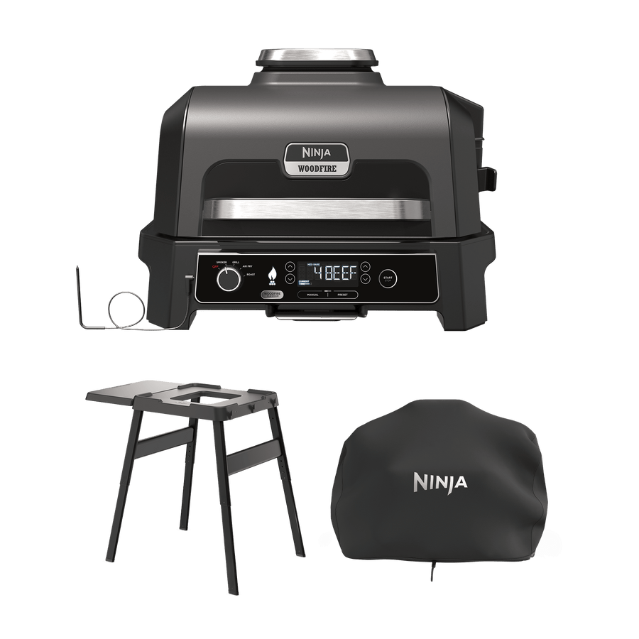 Ninja Woodfire Pro XL Electric BBQ Grill & Smoker with Cover in Grey Lid/Black Body | OG850BNDUK | by SharkNinja