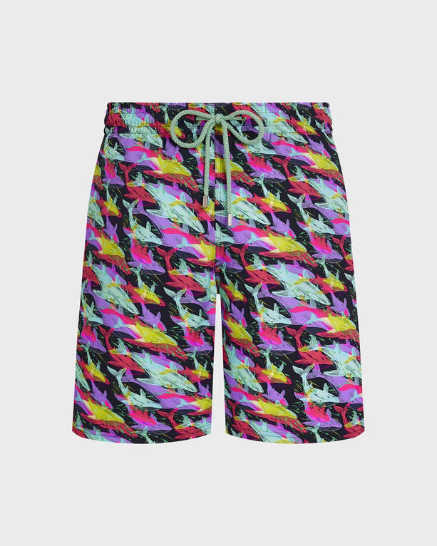 Vilebrequin - Men Long Stretch Swim Shorts Whales Offset - Swimwear - Okorise - Blue - Size XXXL