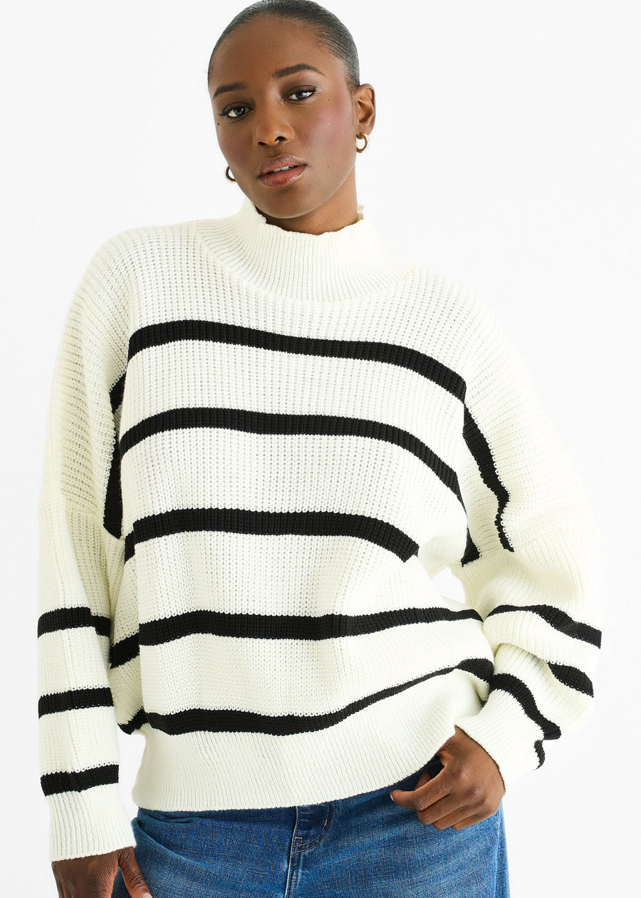 Cream Chunky Knit High Neck Jumper