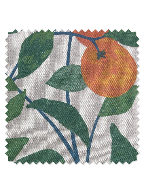 'Orange Crush' Flax Linen Fabric by Nathan Turner - Natural - ORGANIC TWILL / YARD