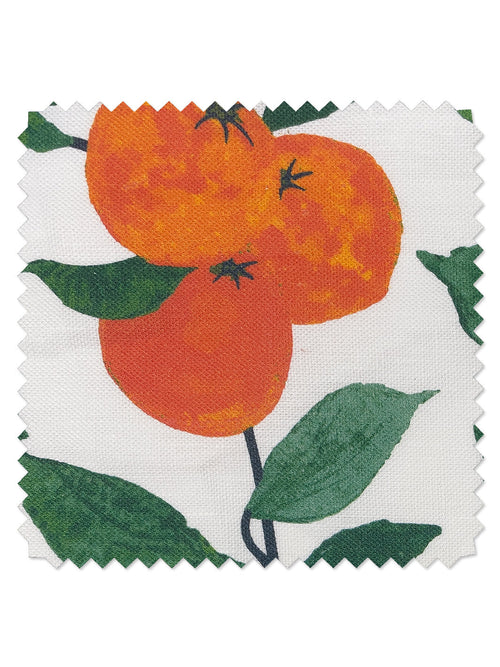 'Orange Crush' Linen Fabric by Nathan Turner - Natural - LINEN / YARD