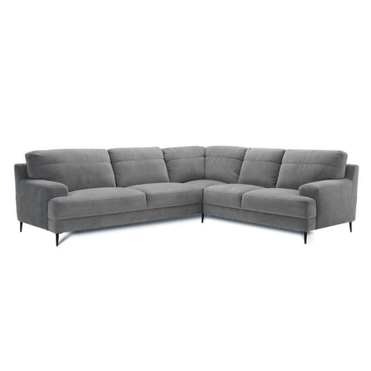 Oscar Velvet Corner Sofa Collection - Choice Of Sizes & Velvet - 2 Corner 3 Sofa - Right Hand Facing / STORM GREY - 265