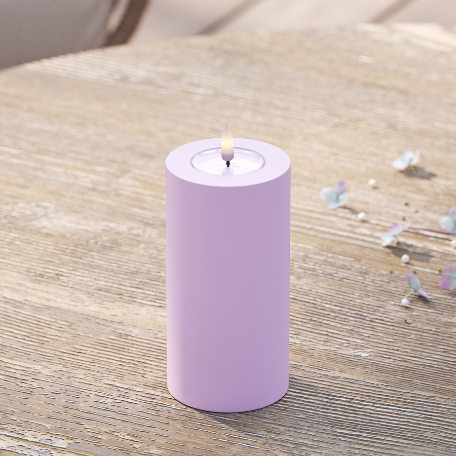 LED-Blockkerzen für den Außenbereich Ø 7,5 x 15 cm Lavendel