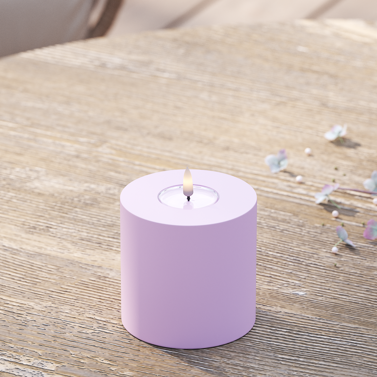 LED-Blockkerzen für den Außenbereich Ø 10 x 10 cm Lavendel