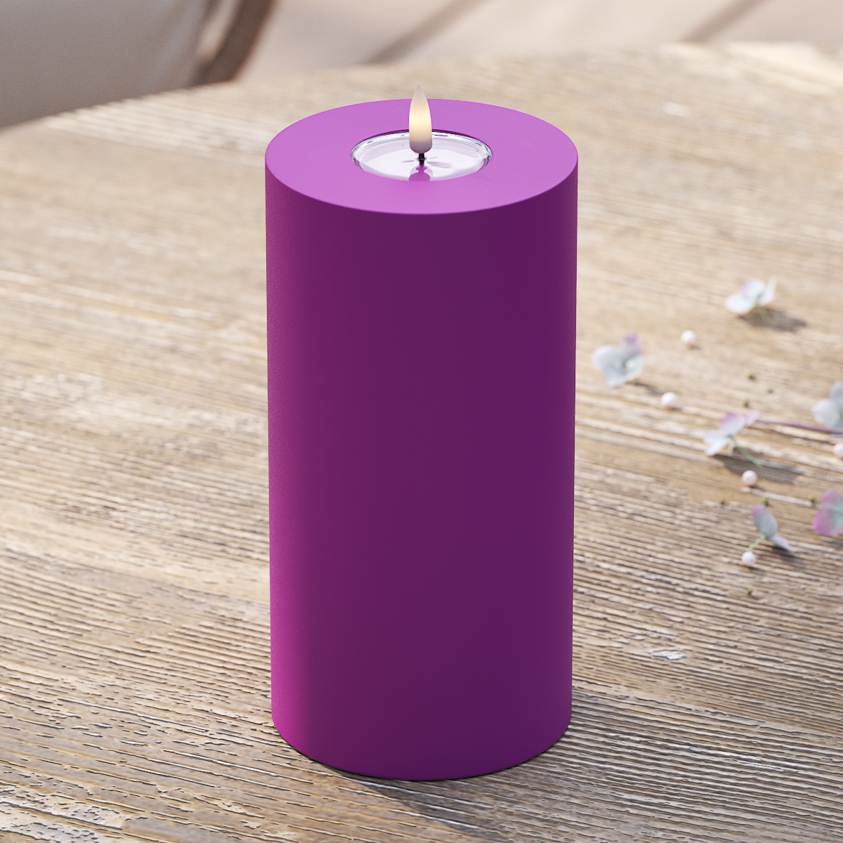 LED-Blockkerzen für den Außenbereich Ø 10 x 20 cm Violett