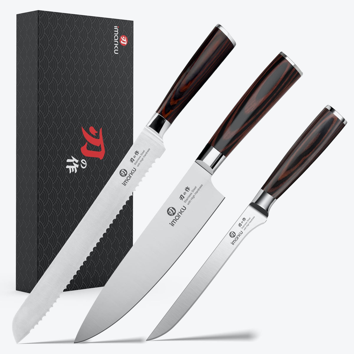 Imarku Japanese Kitchen Knife Set 3-Piece Ultra Sharp Knives for Chefs