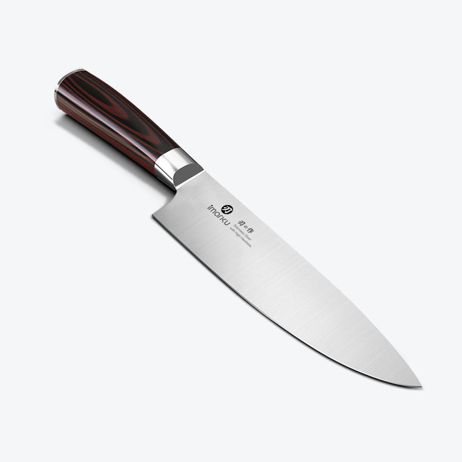 Imarku 8 Inch Japanese Chef Knife Gyuto Carbon Steel Hand Forged for Kitchen - Brown