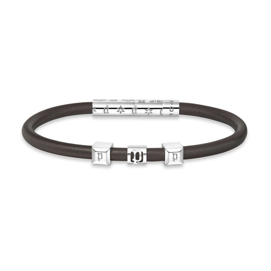 Police Herren Armband Leder Braun Stahl - Schmuck Herren Armband Leder Accessoires Geschenkidee