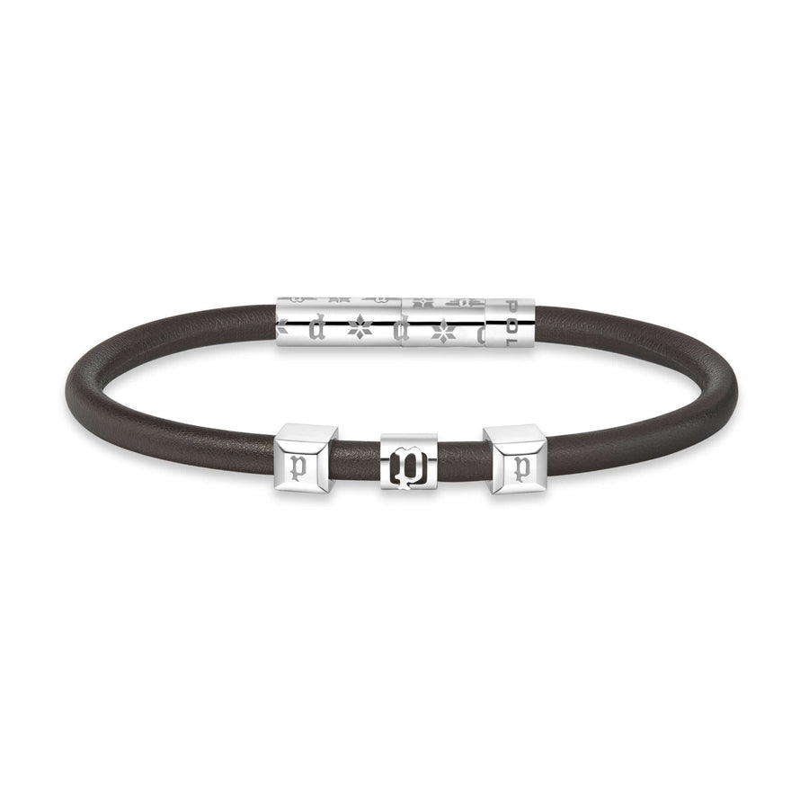 Police Herren Armband Leder Braun Stahl - Schmuck Herren Armband Leder Accessoires Geschenkidee