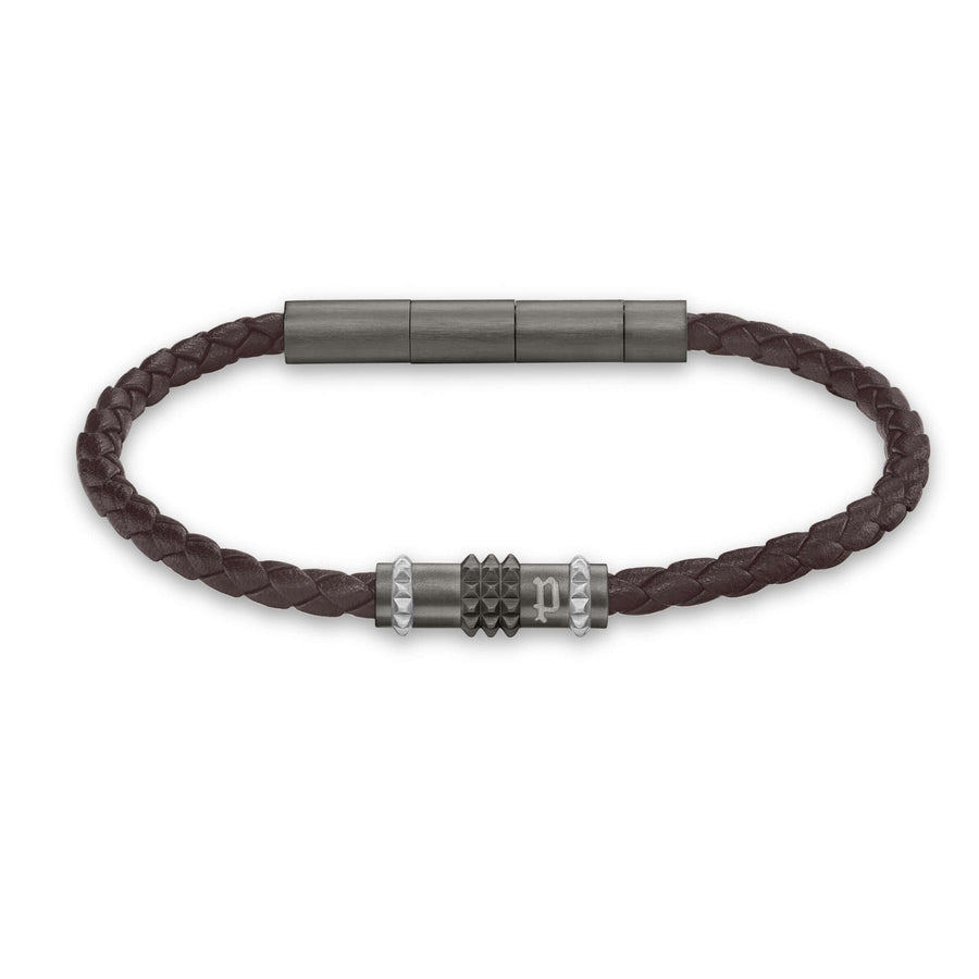 Police Herren Armband Leder Braun - Braided Lederband Herrenarmband - Armband Leder Herren