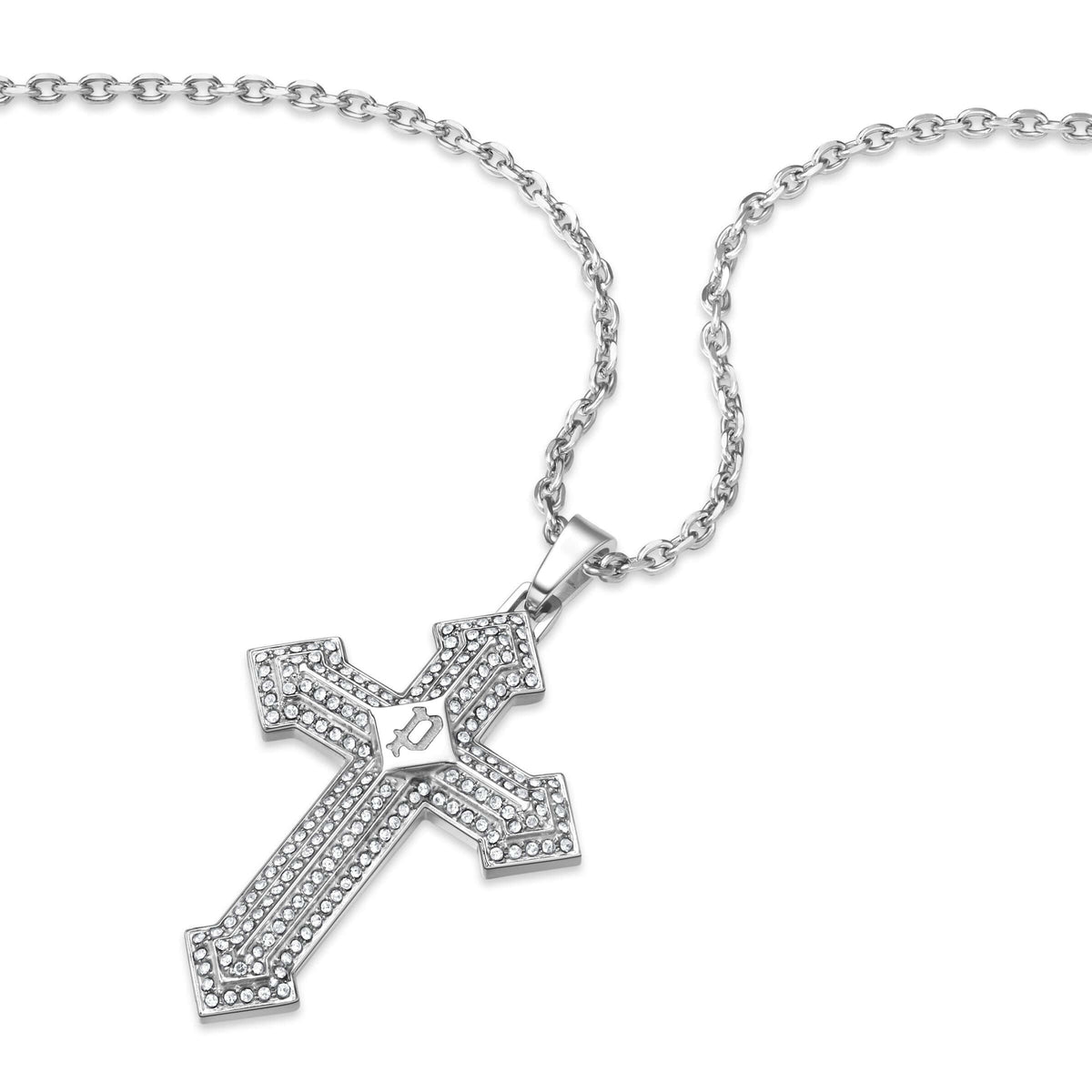 Police Herren Kette Halskette Silber 50 cm Edelstahl Kreuz Anhänger Herrenkette Silber Kette Halskette Herren Schmuck