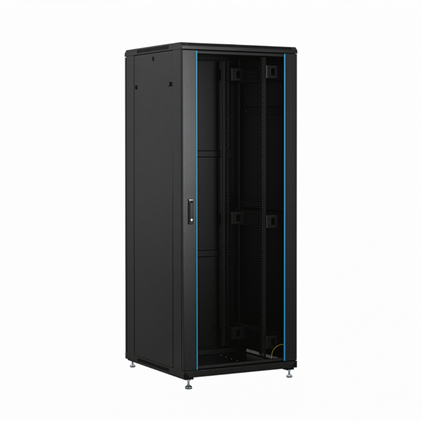 19'' Netzwerkschrank PEL 24HE 600x600 RAL9005, Front Glas 1-tlg., Rück Stahl 1-tlg. 1 x SH