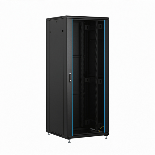 19'' Netzwerkschrank PEL 42HE 600x600 RAL9005, Front Glas 1-tlg., Rück Stahl 1-tlg. 1 x SH